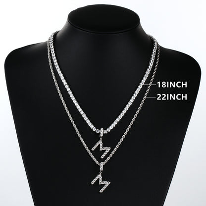 White Gold Personalized  Letter Pendant