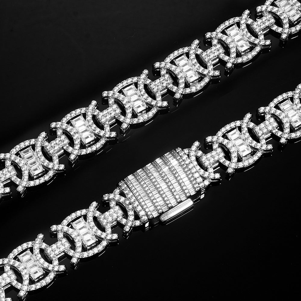 White Gold Plated Iced Out Round Design Fashion Link Bracelet