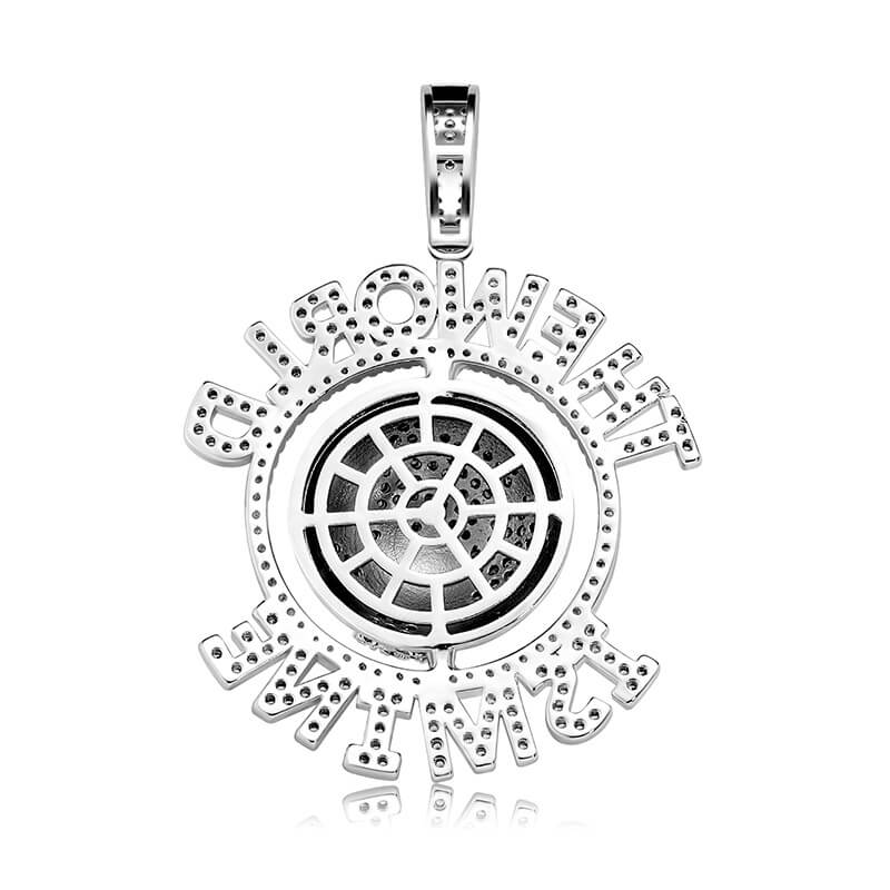 White Gold Iced Out World-Earth Pendant Tripodjewelry