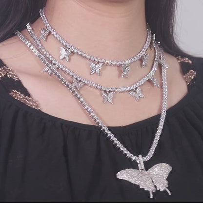 4mm Tennis Chain Butterfly Choker Necklace
