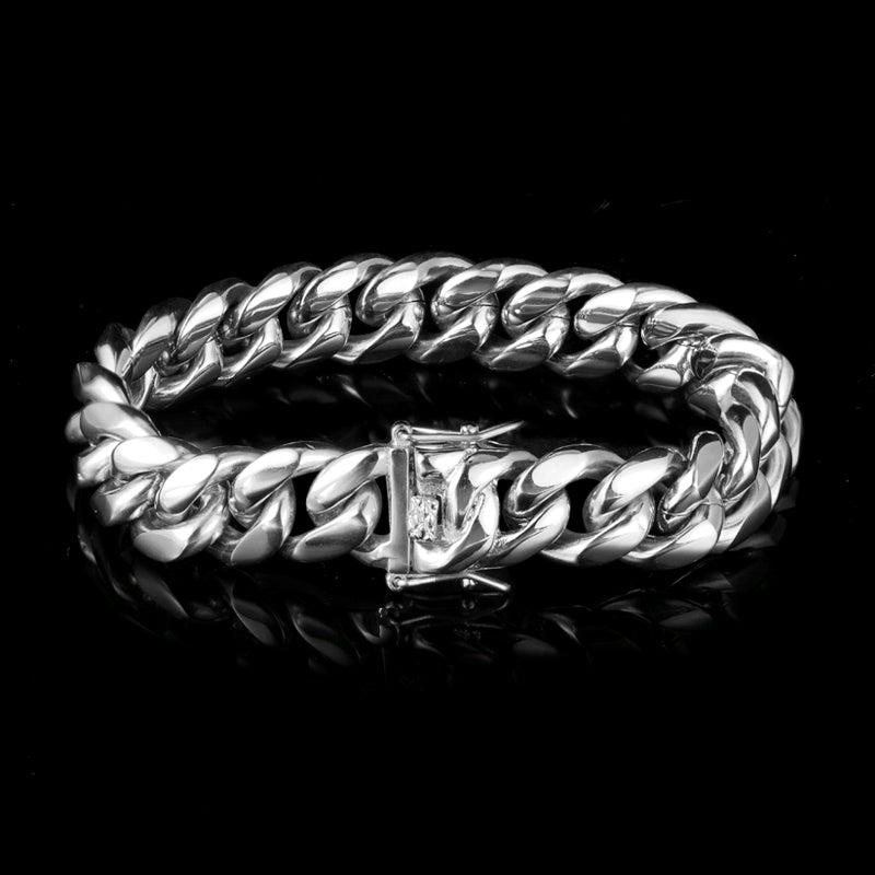 16MM White Gold Plated Miami Cuban Link Bracelet