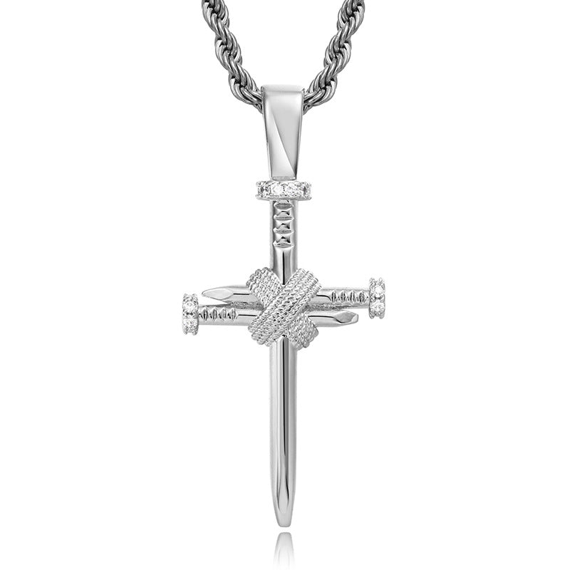 18K Novelty Nail Cross Pendant Tripodjewelry