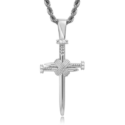 18K Novelty Nail Cross Pendant Tripodjewelry