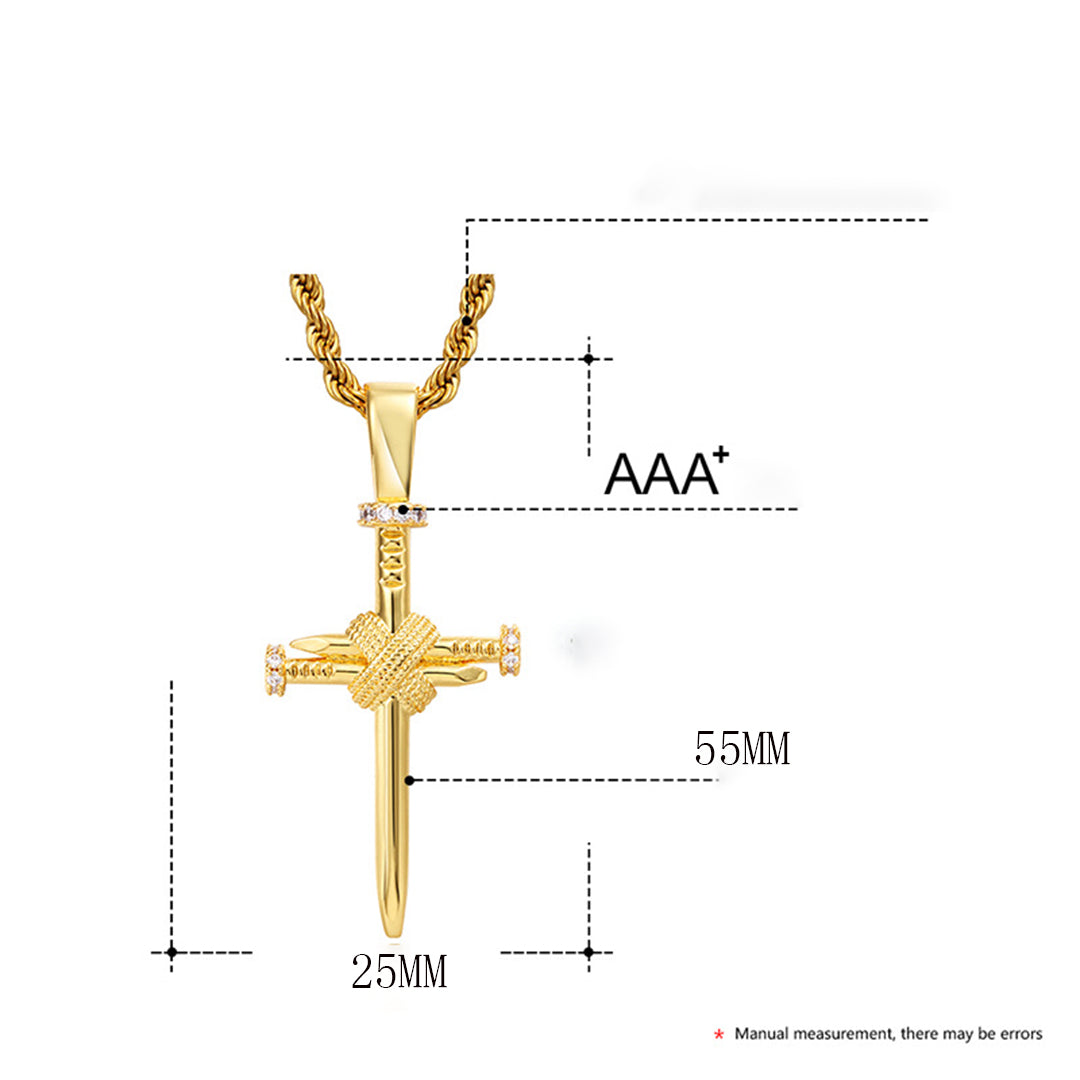 18K Novelty Nail Cross Pendant Tripodjewelry