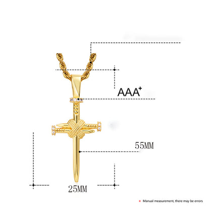 18K Novelty Nail Cross Pendant Tripodjewelry