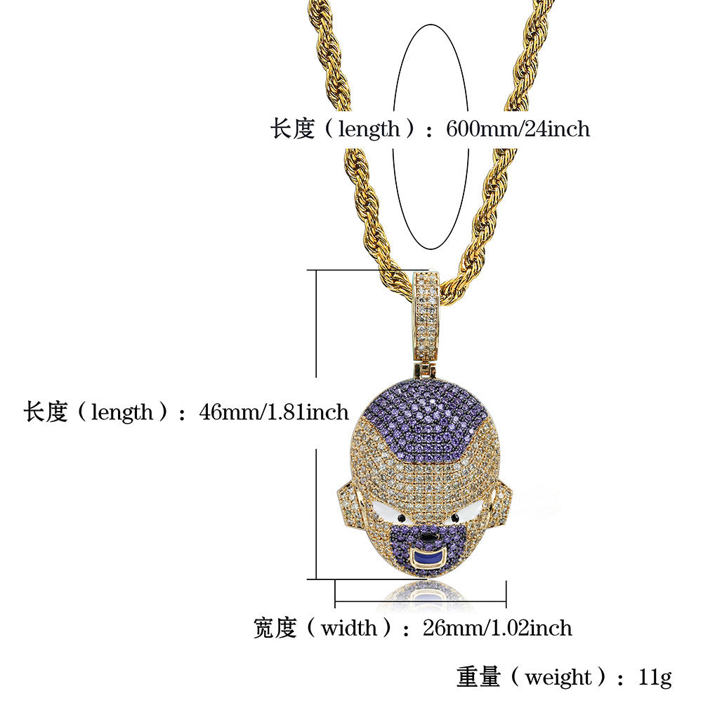 18K Gold Iced Frieza Pendant Tripodjewelry