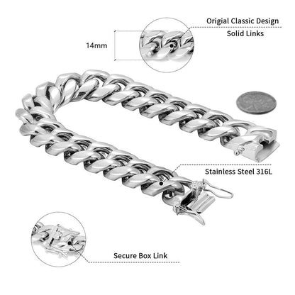 14MM White Gold Plated Miami Cuban Link Bracelet