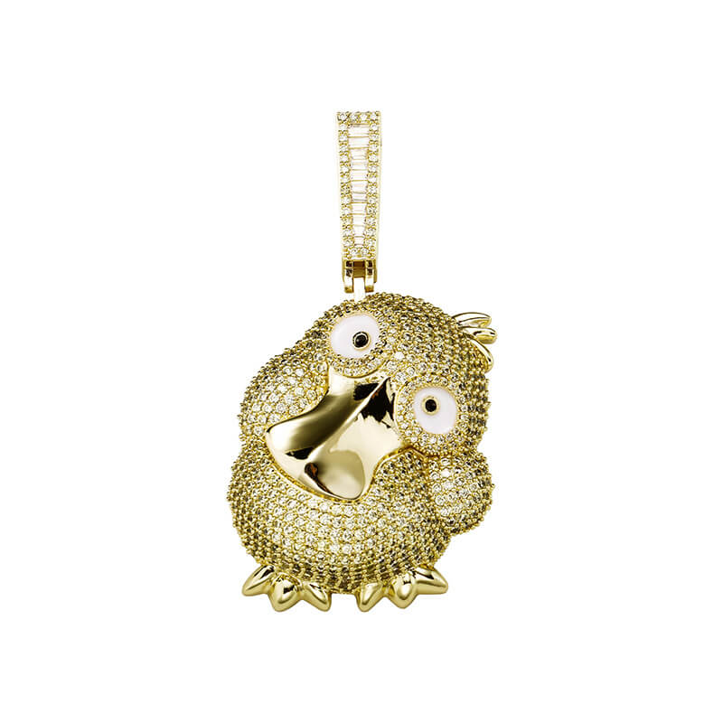 Gold Iced Out Reachable Duck Pendant Hip Hop Jewelry Tripodjewelry