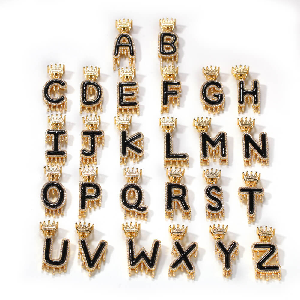 Iced Out Initial Single-Letter Custom Pendant Necklace