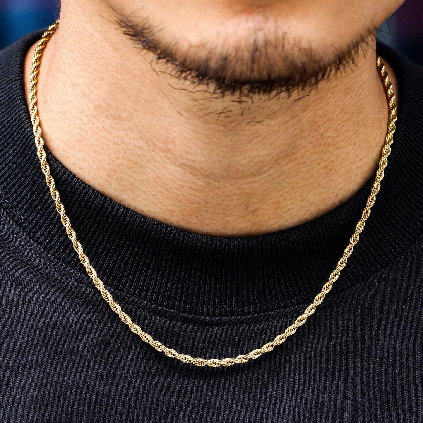 4MM 14k Gold Rope Chain Necklace