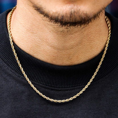 4MM 14k Gold Rope Chain Necklace