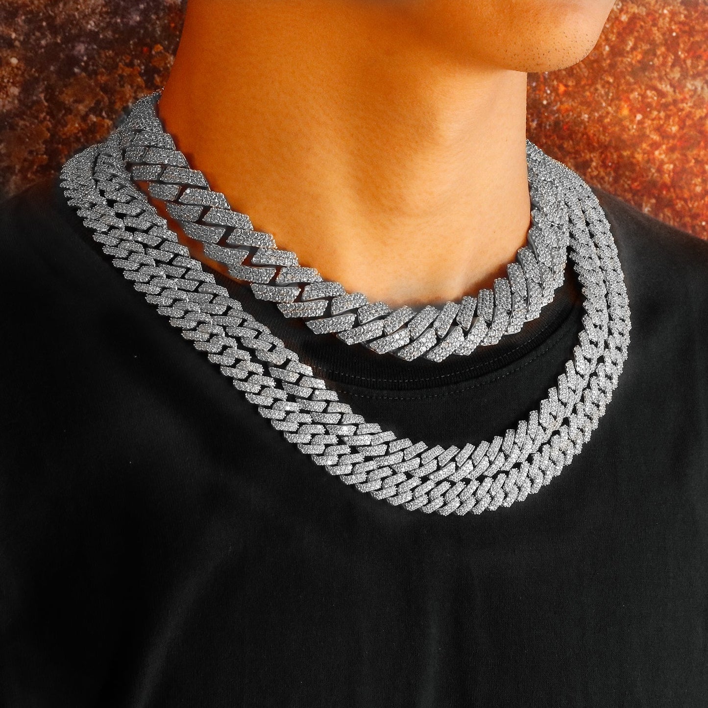 Cuban Link Chain Necklace - Gold & White Gold TRIPOD JEWELRY