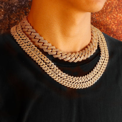 Cuban Link Chain Necklace - Gold & White Gold TRIPOD JEWELRY