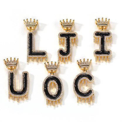 Iced Out Initial Single-Letter Custom Pendant Necklace