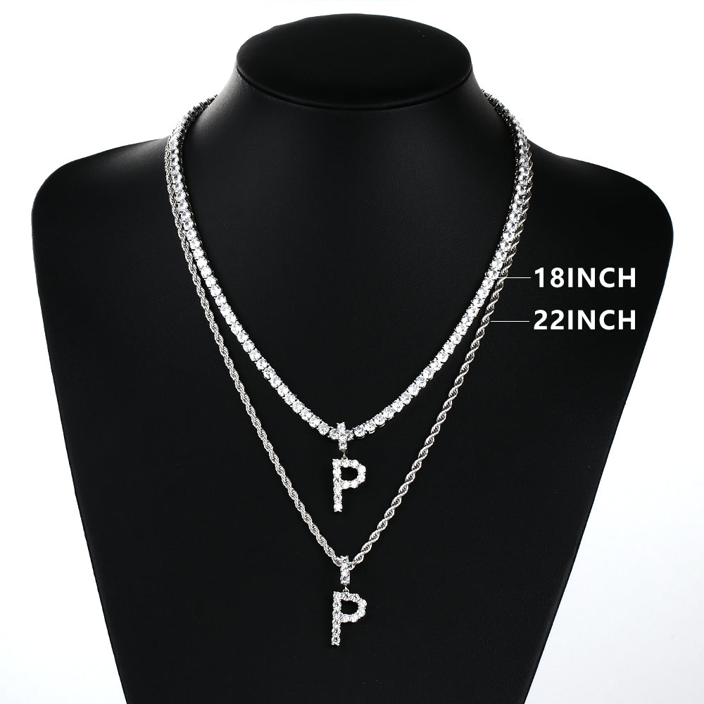 White Gold Personalized  Letter Pendant