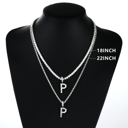 White Gold Personalized  Letter Pendant