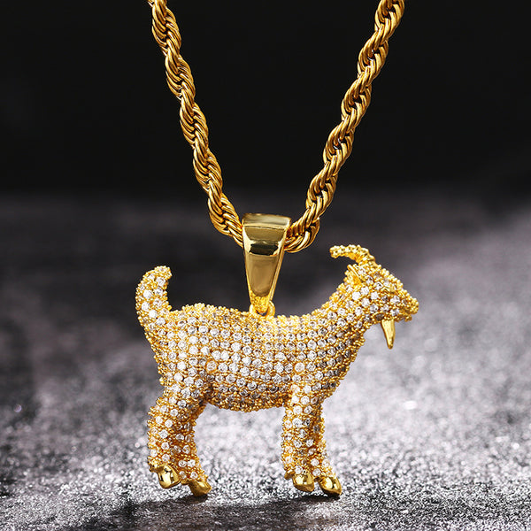 Iced Out Double Sided Goat Pendant