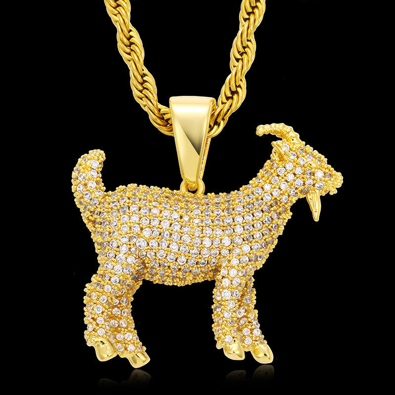 Iced Out Double Sided Goat Pendant TRIPOD JEWELRY