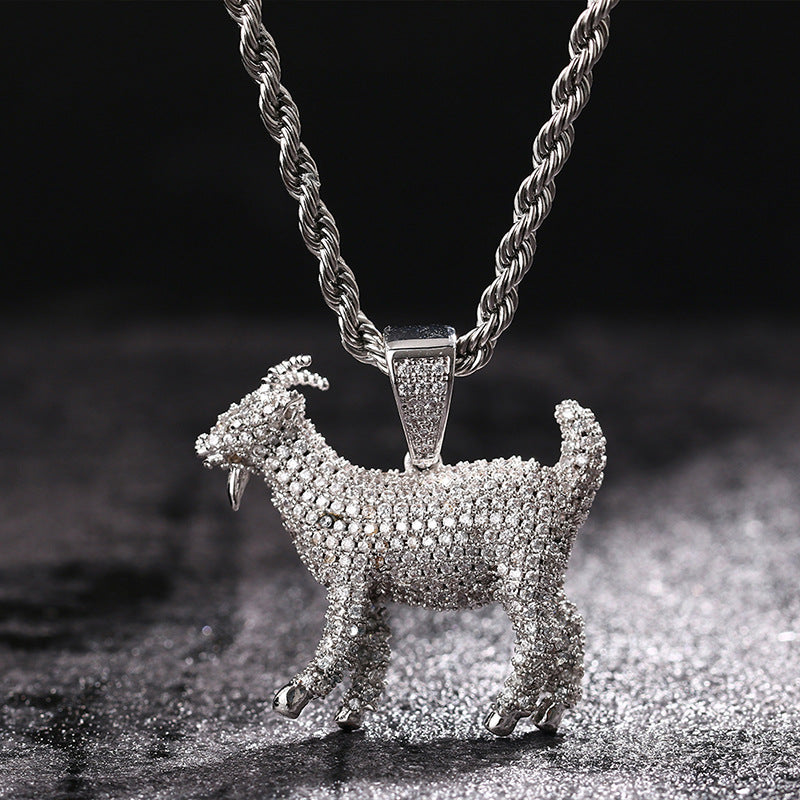 Iced Out Double Sided Goat Pendant TRIPOD JEWELRY