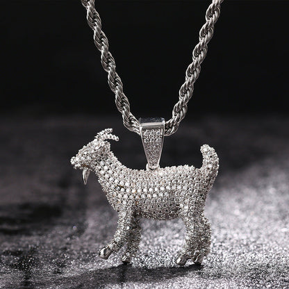 Iced Out Double Sided Goat Pendant TRIPOD JEWELRY