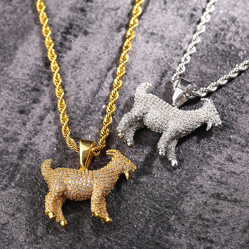 Iced Out Double Sided Goat Pendant TRIPOD JEWELRY