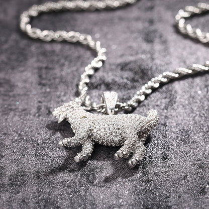 Iced Out Double Sided Goat Pendant TRIPOD JEWELRY