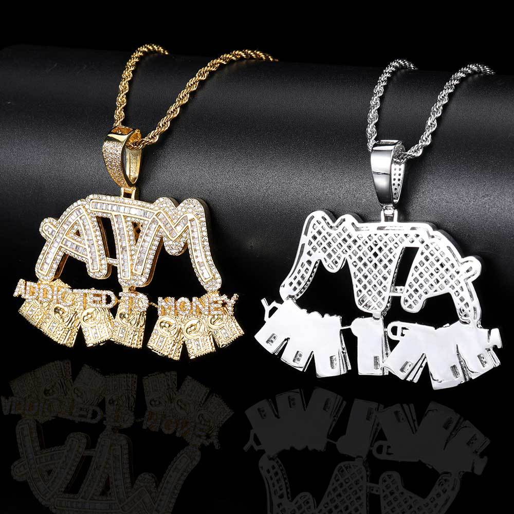 Gold/White Gold Zircon Letter ATM Pendant