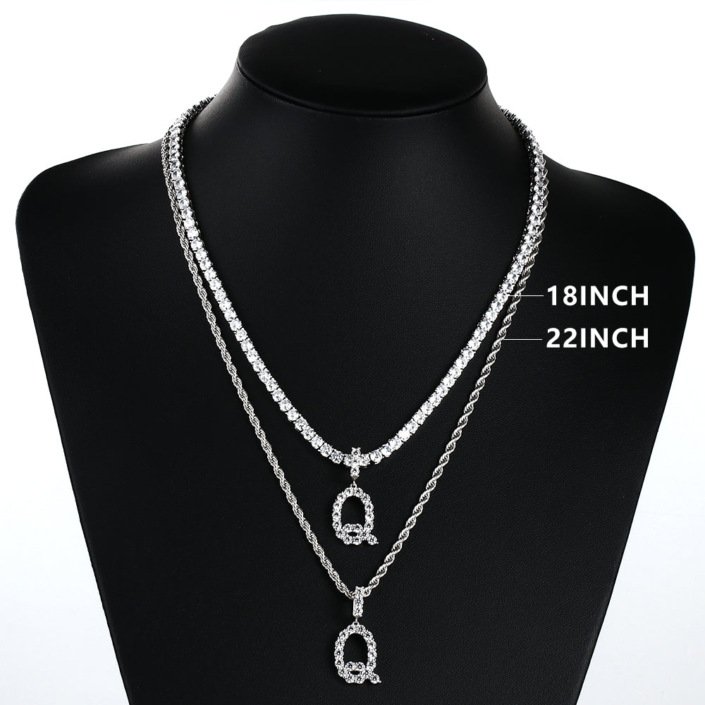 White Gold Personalized  Letter Pendant