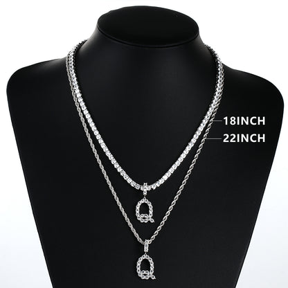 White Gold Personalized  Letter Pendant