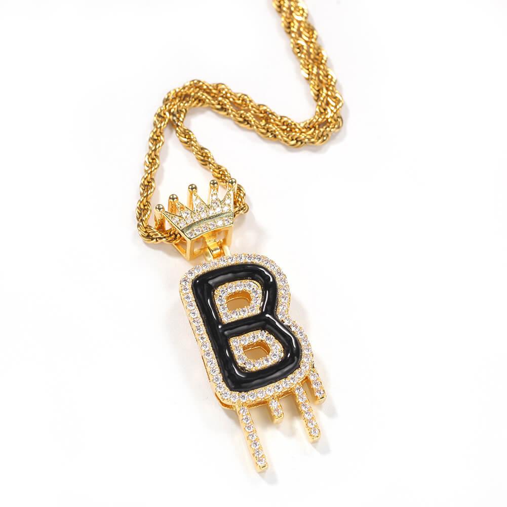 Iced Out Initial Single-Letter Custom Pendant Necklace