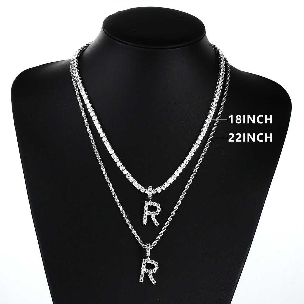 White Gold Personalized  Letter Pendant
