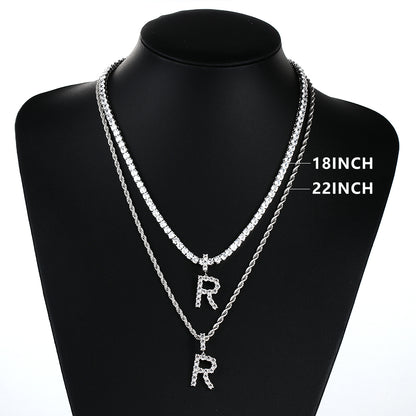 White Gold Personalized  Letter Pendant