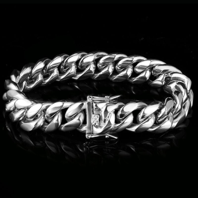 18MM White Gold Plated Miami Cuban Link Bracelet