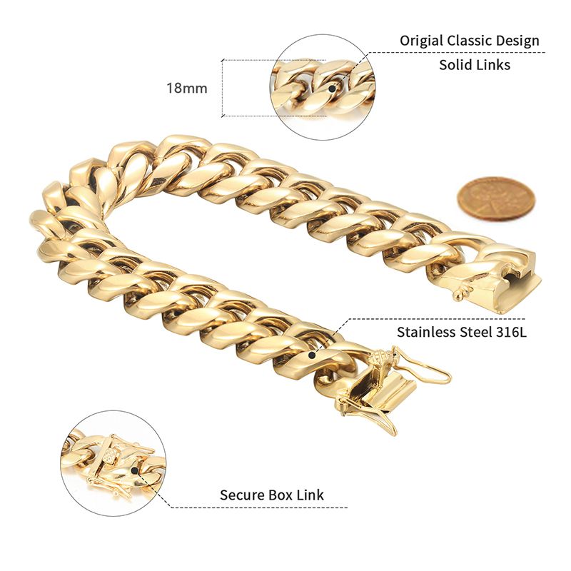 18MM 14K Gold Plated Miami Cuban Link Bracelet