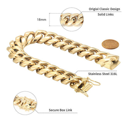 18MM 14K Gold Plated Miami Cuban Link Bracelet
