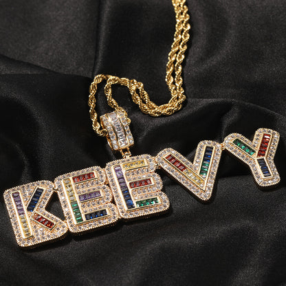 Real 14K Gold Colored Zircon Custom Letter Pendant Jewelry