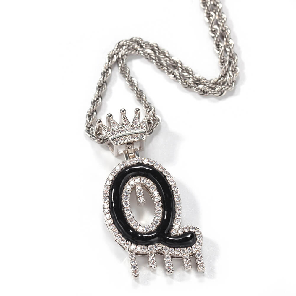 Iced Out Initial Single-Letter Custom Pendant Necklace