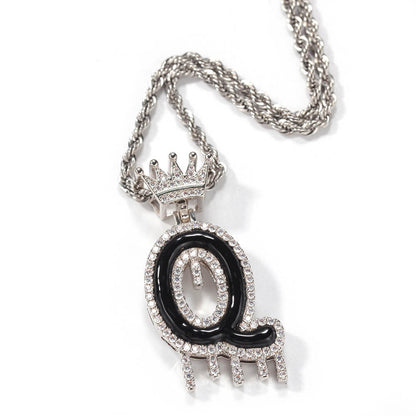 Iced Out Initial Single-Letter Custom Pendant Necklace