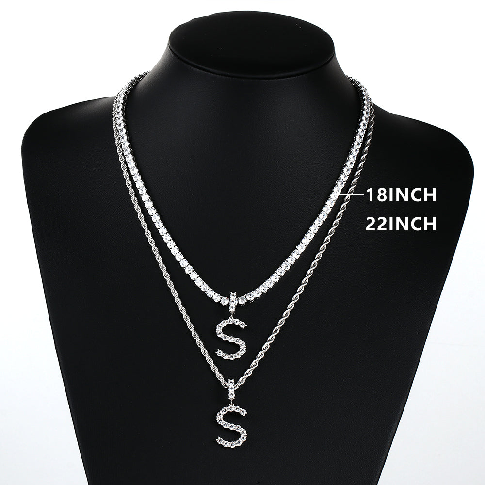 White Gold Personalized  Letter Pendant