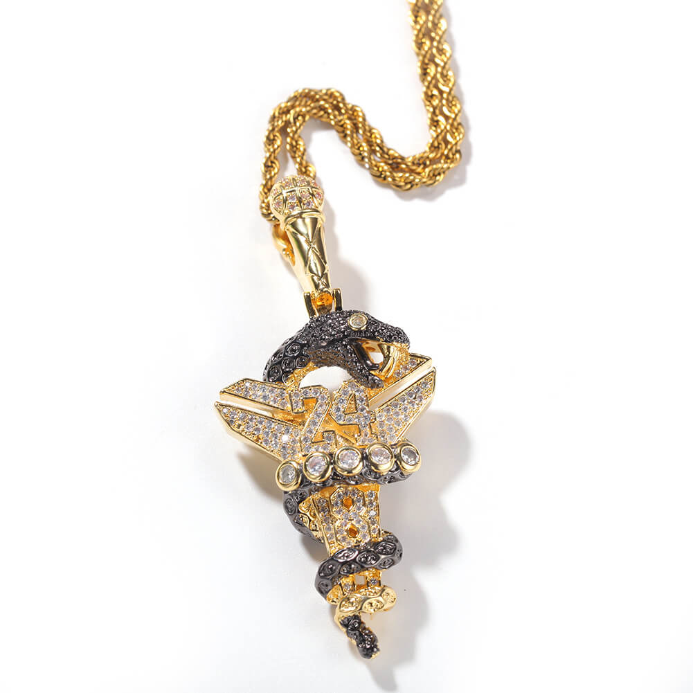 Gold/White Gold Black Mamba Viper Cross Pendant For Men Tripodjewelry
