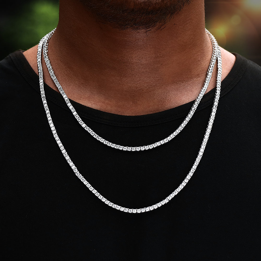 3MM White Gold Plated Tennis Chain Necklace