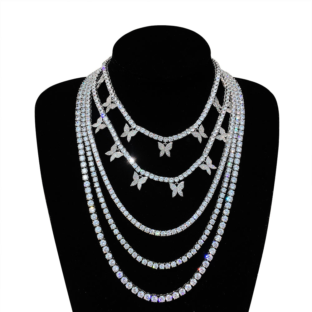 4mm Tennis Chain Butterfly Choker Necklace