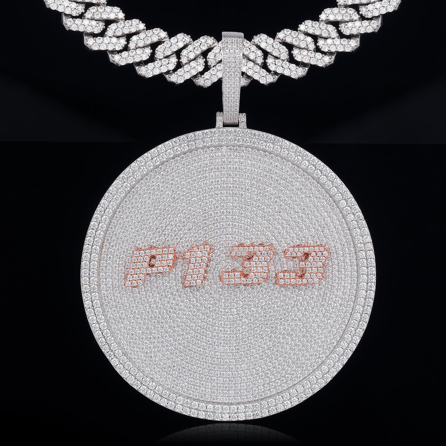 Gold Disc Pendant Set With Diamonds - Letters & Numbers Customized