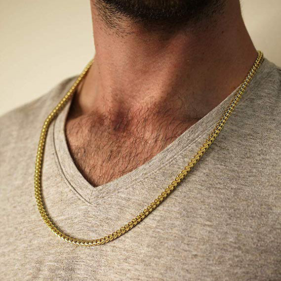 3MM 18K Gold Plated Stainless Steel  Franco Chain Necklace