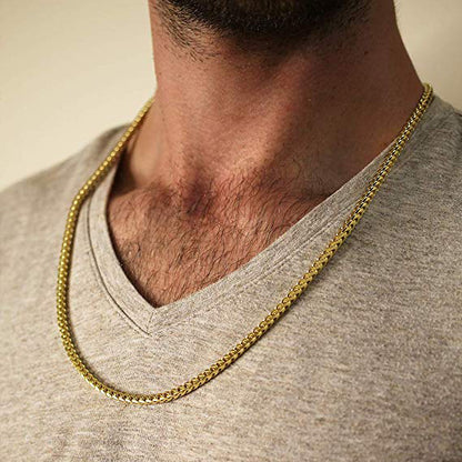 3MM 18K Gold Plated Stainless Steel  Franco Chain Necklace