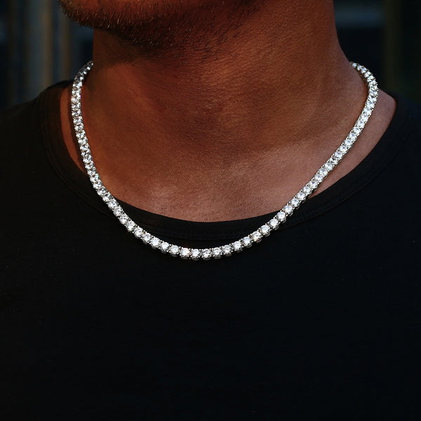 5MM White Gold Plated  Tennis Chain Necklace