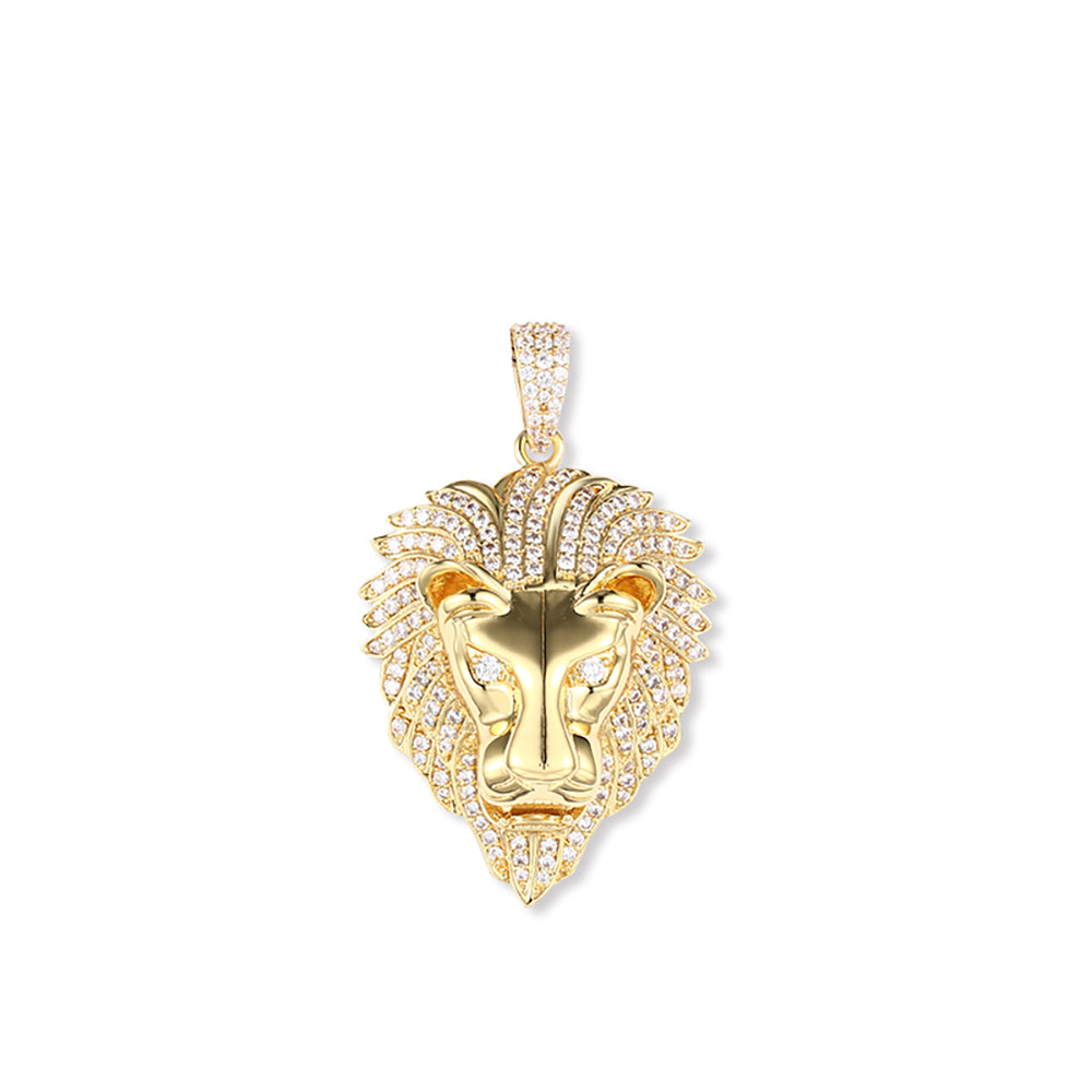 18k/White Gold Iced Out Lion Pendant Hip Hop Jewelry
