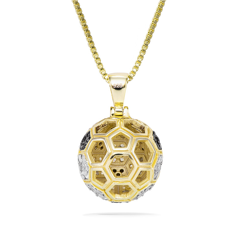 14K Gold Iced Football Pendant Tripodjewelry