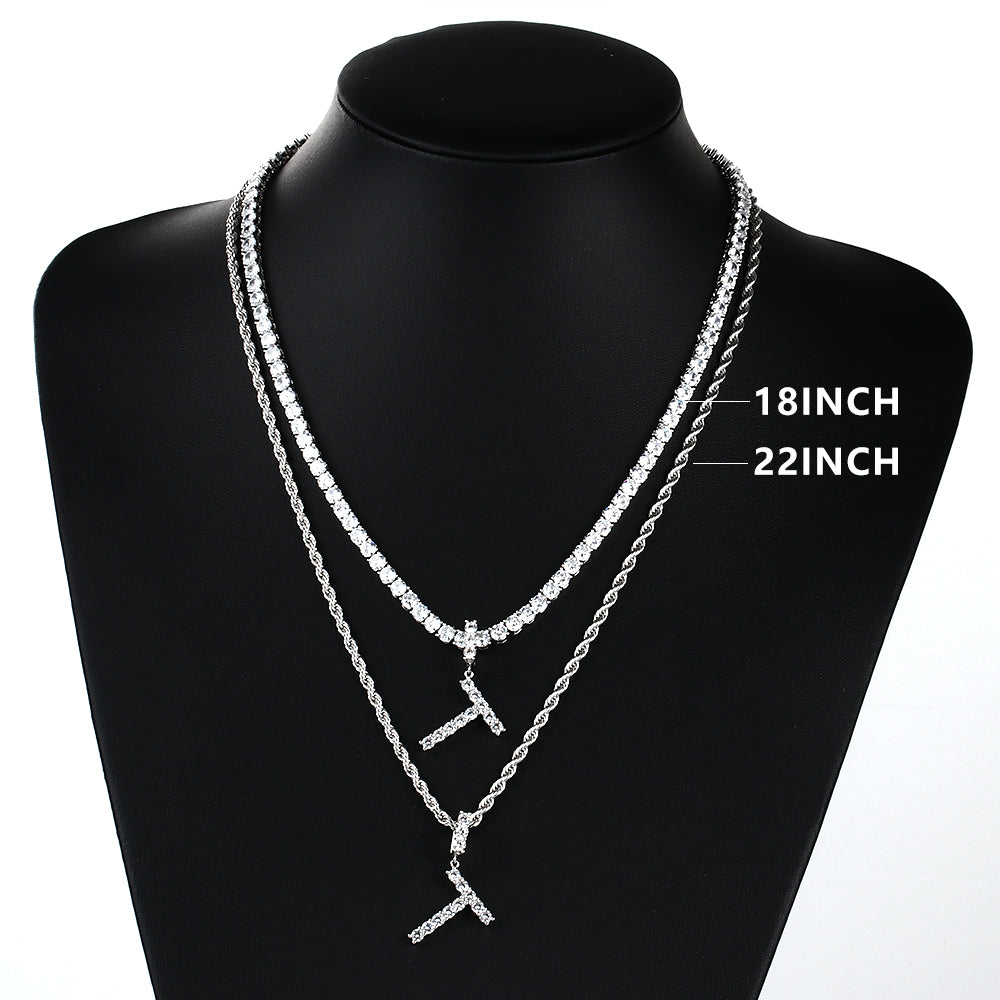 White Gold Personalized  Letter Pendant