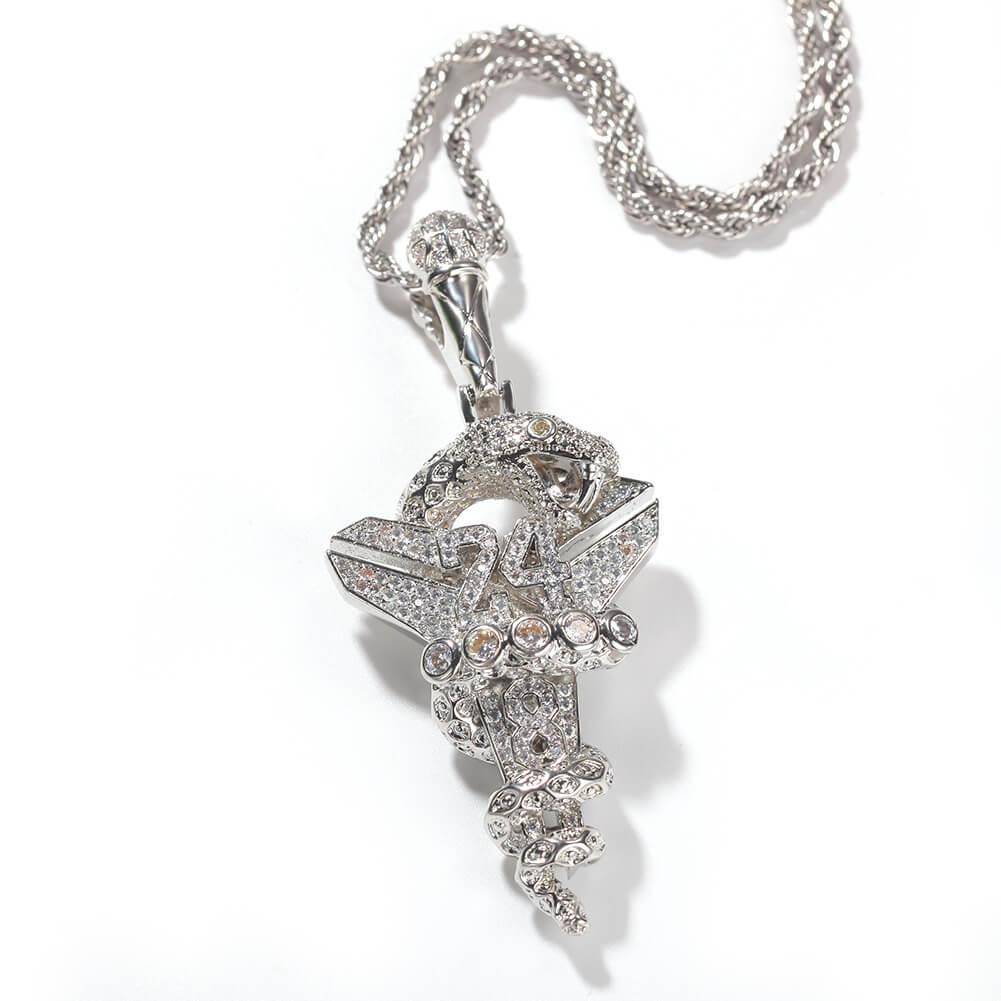 Gold/White Gold Black Mamba Viper Cross Pendant For Men Tripodjewelry